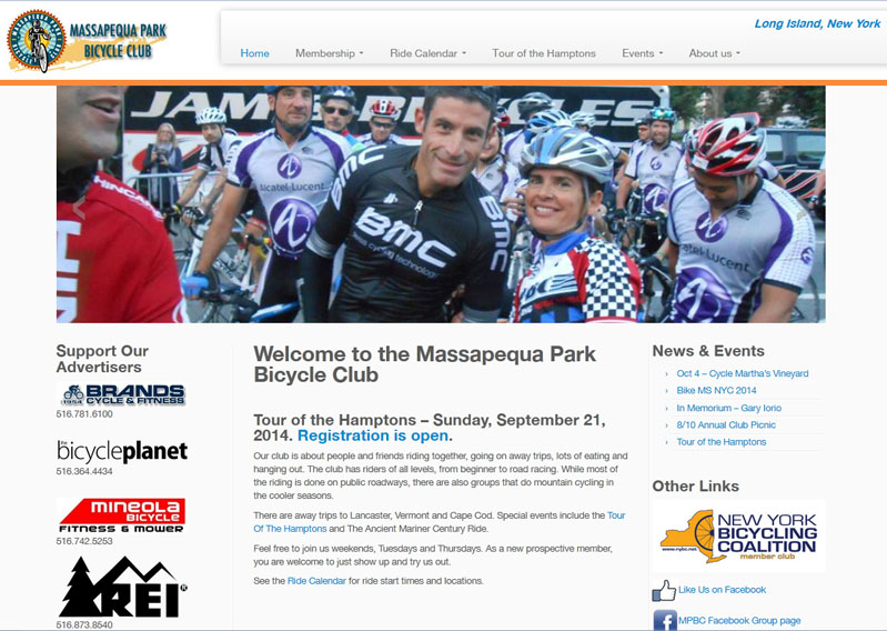 Massapequa Park Bicycle Club web site