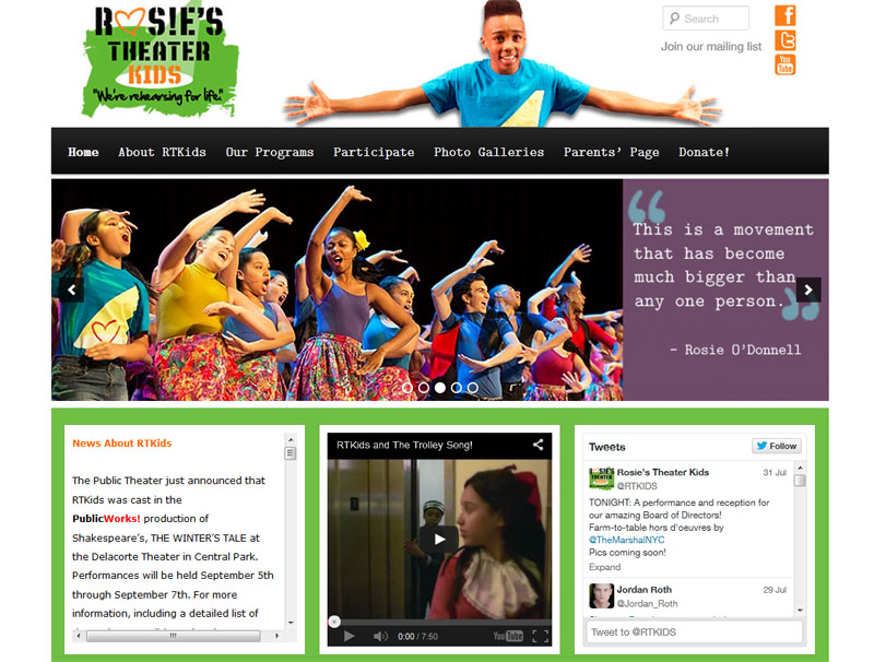 Rosie's Theater Kids web site